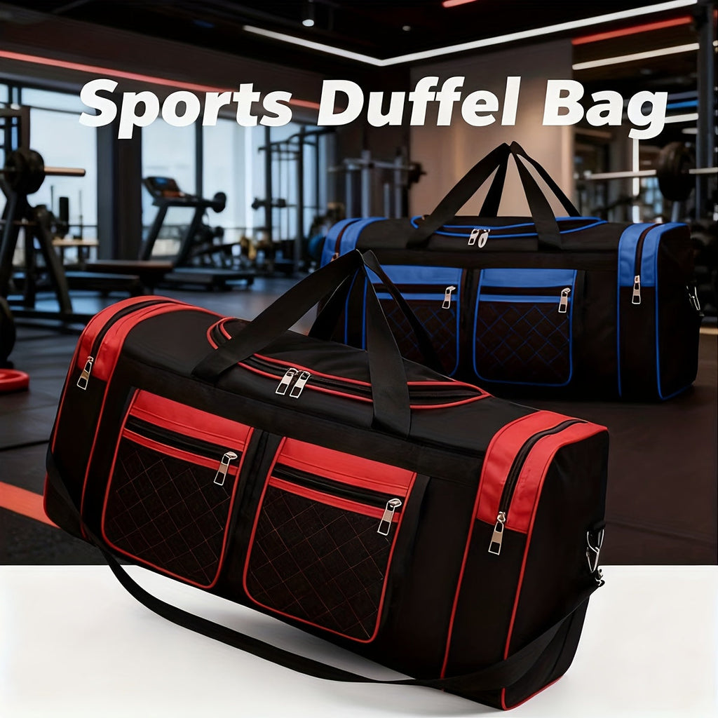 Heavy-Duty Large Capacity Travel Duffel Bag for Men & Women – Multi-Pocket Gym Bag with Adjustable Shoulder Strap & Zipper for Fitness, Weekend Trips, Business Travel & Outdoor Use, Red