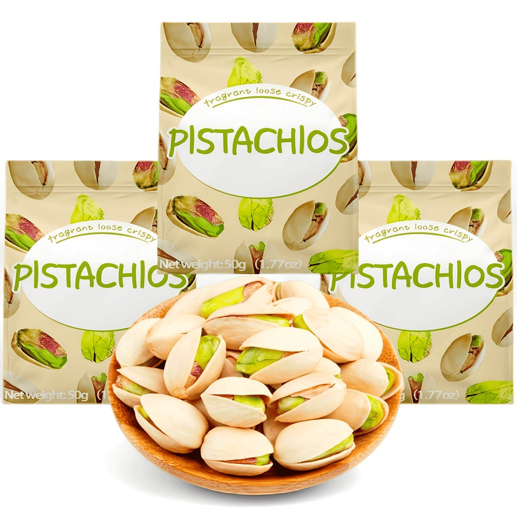 Natural Pistachios with Shell Individually Wrapped Snack Bags 3 Pack 5.3oz Each Ready-to-Eat Protein Snack