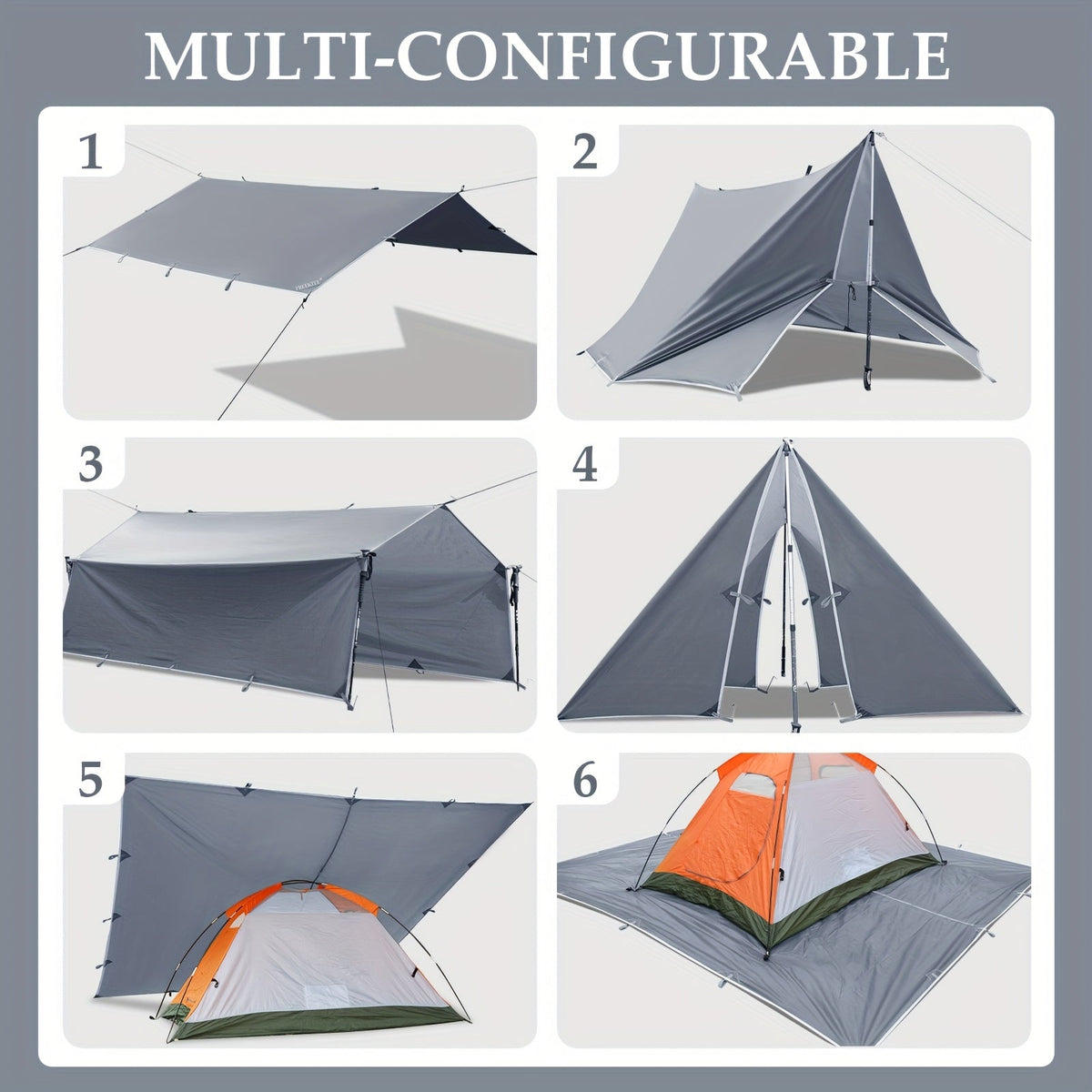 Outdoor Camping Tarp Canopy with UV Protection & Alloy Bracket – Portable Foldable 4-Person Shelter for Backpacking, Hiking, Garden & Outdoor Survival | All-Season Camping Awning