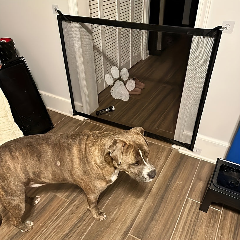 Portable Folding Pet Gate Dog Safety Barrier Fence Foldable Mesh Isolation Net Indoor Doorways Stairs Rooms Small 43x30 Large 70x30 Inch Dogs Cats Puppies Kittens