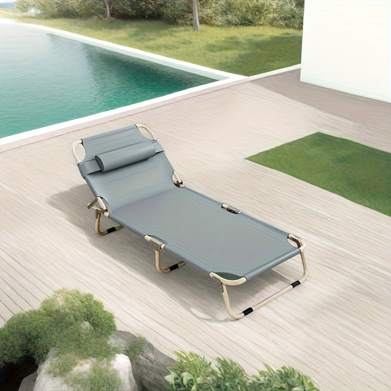 1200D Folding Camping Bed – Portable Outdoor Sleeping Cot Without Mattress for Camping Beach Patio Sunbathing Poolside, Durable Oxford Fabric Easy Setup, Gray