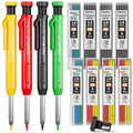 Carpenter Pencil Set with Sharpener & Refills, Heavy Duty Mechanical Woodworking Pencils for Construction, Drafting & Marking, Flat Pencils with Portable Case – 2, 3, 4 or 6 Piece Sets Available