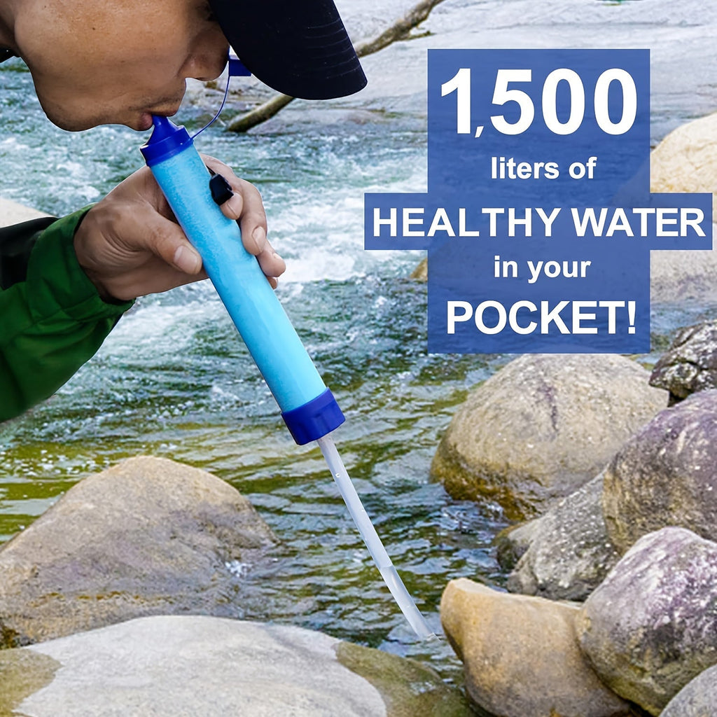 Water Filter Straw Kit with Lanyard & Extension Tube – ABS Portable Purifier Straw Removes Bacteria & Protozoa for Camping Hiking Backpacking Travel Emergency Survival Preparedness, 1 2 4 6 Pack