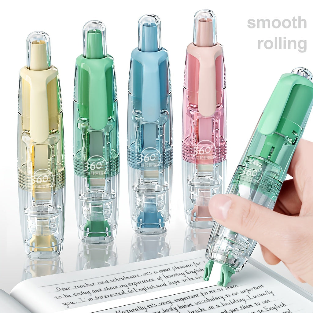Retractable Correction Tape with Refills – Mess-Free Instant Error Correction for School Office & Home, 1pc + 2 Refills or 4-Pack + 8 Refills, Smooth Dry Correction Tape Back to School Supplies