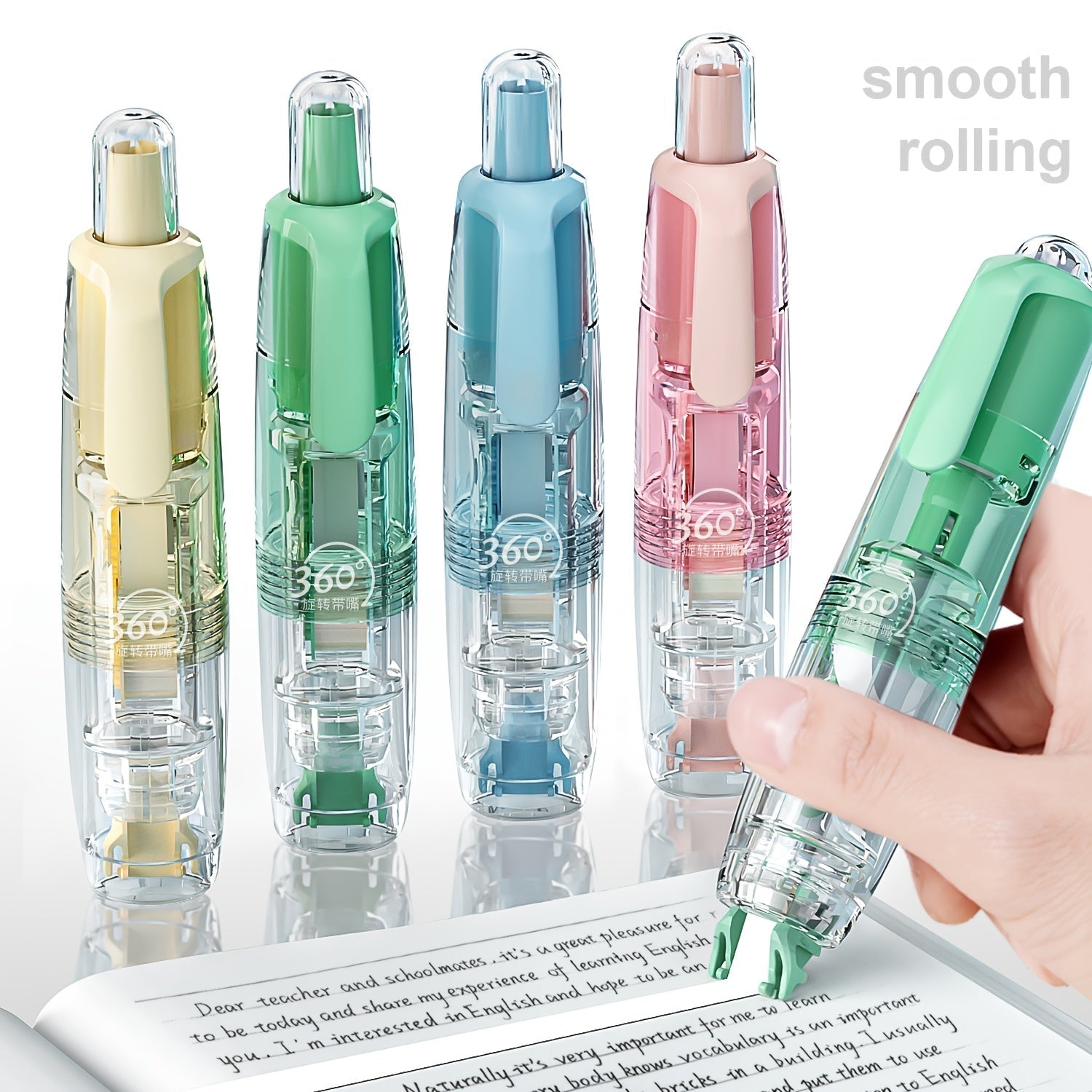 Retractable Correction Tape with Refills – Mess-Free Instant Error Correction for School Office & Home, 1pc + 2 Refills or 4-Pack + 8 Refills, Smooth Dry Correction Tape Back to School Supplies