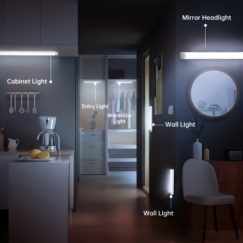 LED Motion Sensor Cabinet Lights USB Rechargeable – 3 Adjustable Modes Wireless Stick-On Night Light for Bedroom Staircase Kitchen Closet Hallway Under Cabinet Home Lighting 6 9 12pcs