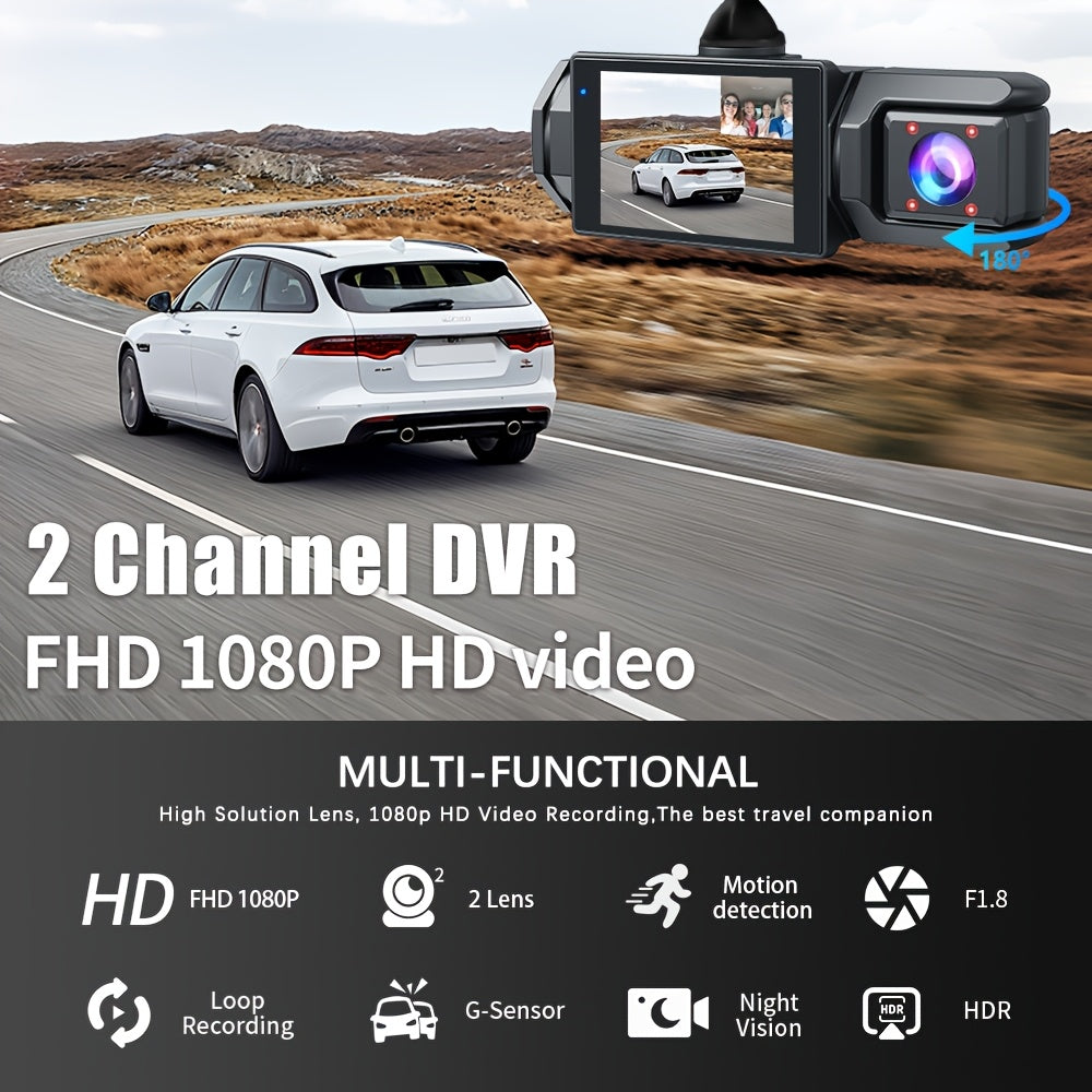 Dash Cam S2N 1080P HD Front and Rear Dual Camera with ADAS Night Vision G-Sensor Loop Recording 24Hr Parking Mode 170 Degree Wide Angle 2 Inch IPS Screen Car DVR for Cars Trucks SUVs