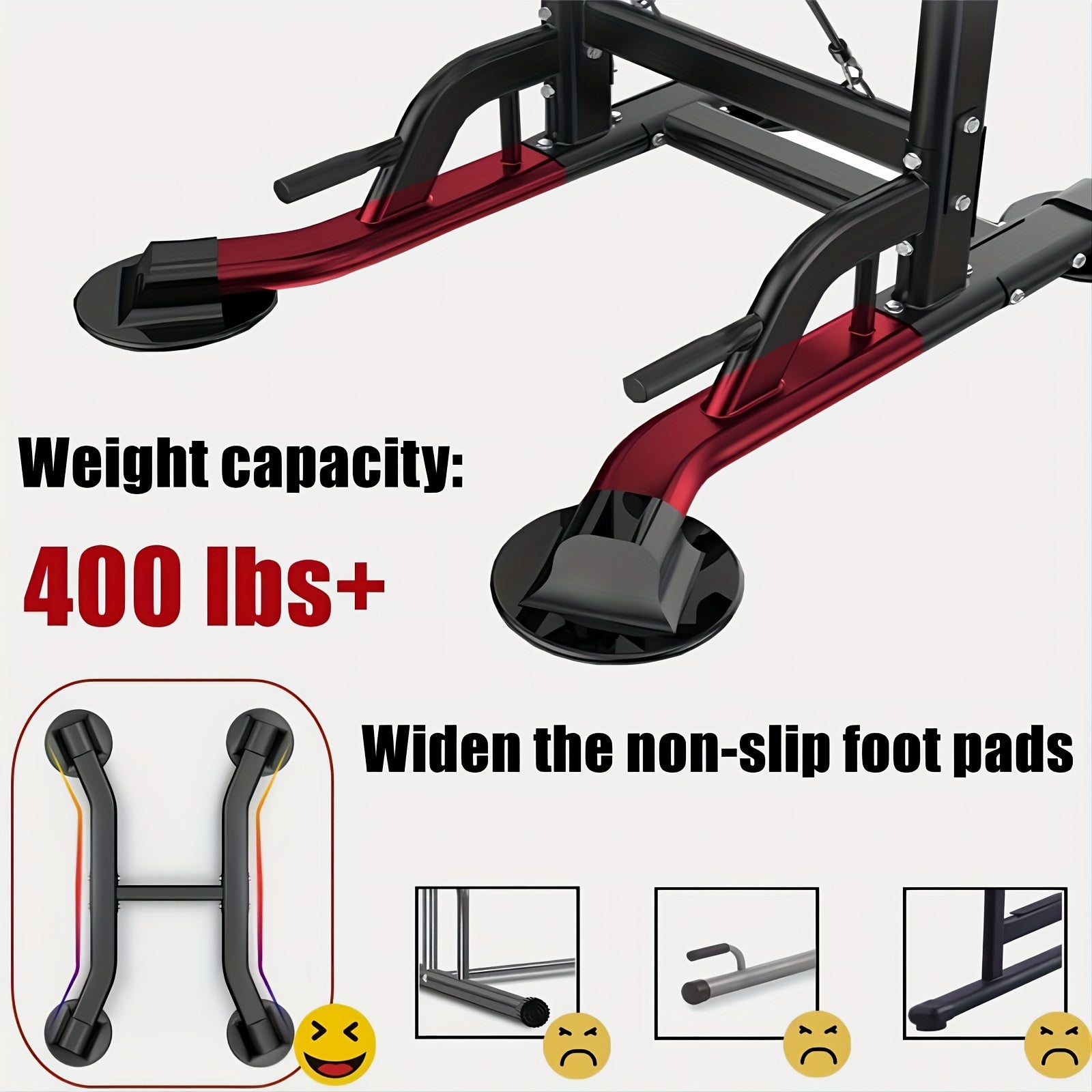 Power Tower Pull Up Bar Dip Station – Adjustable Height 50"-90.6" 330LBS Multi-Function Strength Training Equipment for Men & Women Home Gym, Free Elastic Bands Included