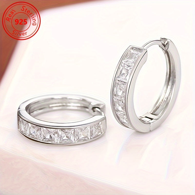 S925 Sterling Silver Zirconia Stud Earrings 2 Pairs Set for Women – Hypoallergenic Ultra Lightweight 3.2g Boho Minimalist CZ Shining Earrings Daily Wear Date Party Valentine's Day Gift