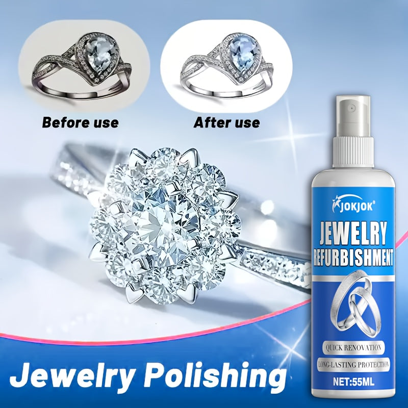 Jewelry Polish and Oxidation Remover 1.86oz with Sponge Applicator – Restores Luster on Gold Silver Bracelets Necklaces Rings Chains – Surfactant-Free Tarnish Remover Metal Brightening Cleaner for Home Use
