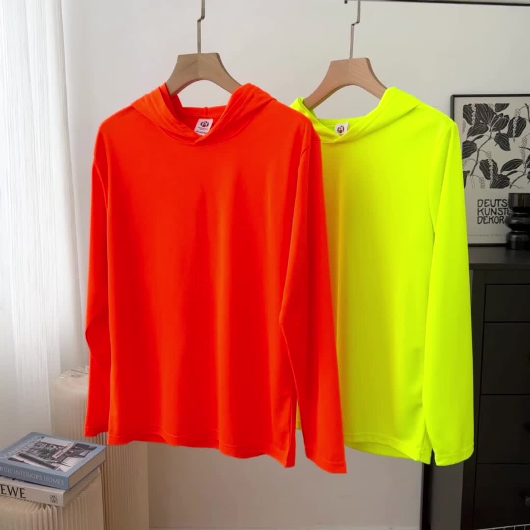 Men's UPF 50+ Sun Protection Hoodie Shirt 3-Pack Long Sleeve Moisture-Wicking Quick-Dry Breathable Outdoor Performance T-Shirt for Hiking Fishing Running – Sizes S to XXXL, Fluorescent Yellow