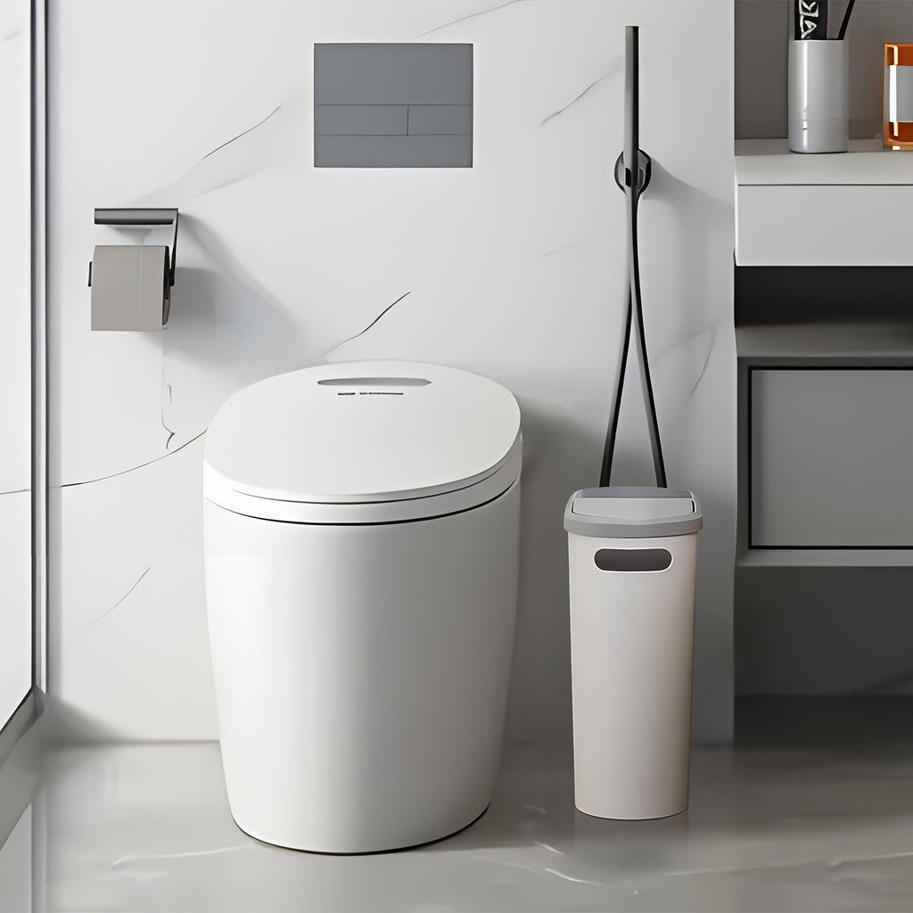 Small Bathroom Trash Can with Built-In Handles 2/1 Pack – Rustproof Plastic Wastebasket, Space-Saving Design for Bathroom, Laundry Room & Home Office, Includes Trash Bags