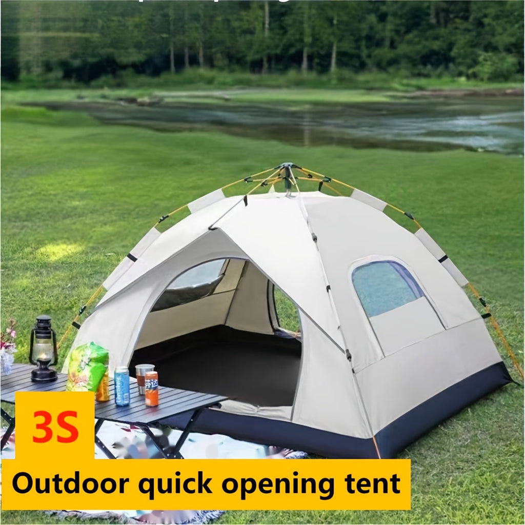 Automatic Pop-Up Camping Tent Portable Outdoor Shelter – Instant Setup, 2 Doors & Windows, UV Protection, Lightweight Backpacking Tent for Beach, Hiking, RV, Travel & Backyard | Cloud Gray