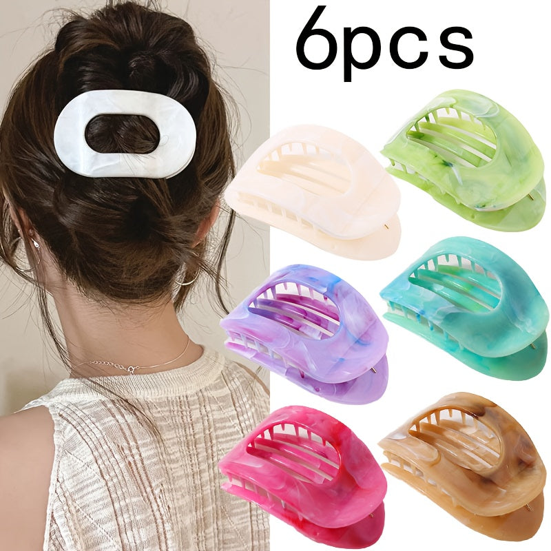 Oversized Shark Claw Hair Clips Set 5/6 Pcs – Non-Slip Extra-Large Flat Claw Clips Thick Hair Beach Party Everyday Wear Vibrant Colors Women Girls