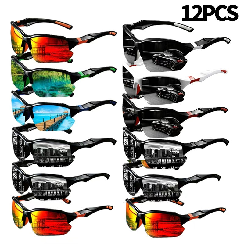 8 Pcs Men's UV Protective Sunglasses Set – Color Coating Lens Fashion Fitness Sports Eyewear for Driving Leisure Outdoor Daily Wear Bulk Pack Gift for Him Birthday Father's Day Christmas