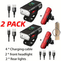 USB Rechargeable LED Bike Light Set with Whistle – 1500 Lumen Front Headlight & Rear Taillight, 6+4 Modes, LED Power Display, Portable Safe Night Cycling Light for Road Mountain Commuter Bike