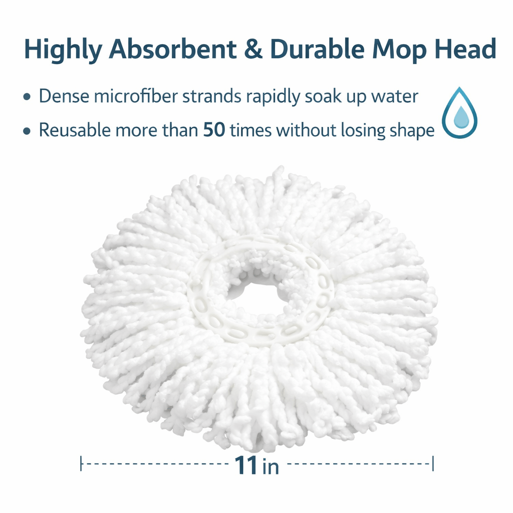360° Spin Mop and Bucket Set with Wringer – Microfiber Mop Refills Stainless Steel Extended Handle Separate Compartment Floor Cleaning System for Hardwood Tile Laminate, Upgrade Option with 2 Refills