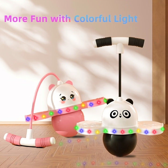 Pogo Ball with Colorful LED Light – Balance Coordination Bounce Toy for Kids & Adults Up to 200lb, Trick Pop Ball Jumper for Indoor Outdoor Play, Birthday Gift for Boys & Girls, Pink Black