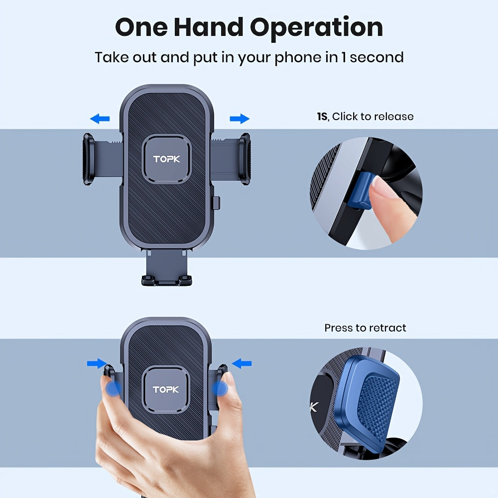 Car Phone Holder Dashboard Mount Universal Hands-Free Cell Phone Car Mount for iPhone 17 16 15 14 Samsung Galaxy Android Smartphones Upgraded Secure Rattle-Free Dash Mount Black