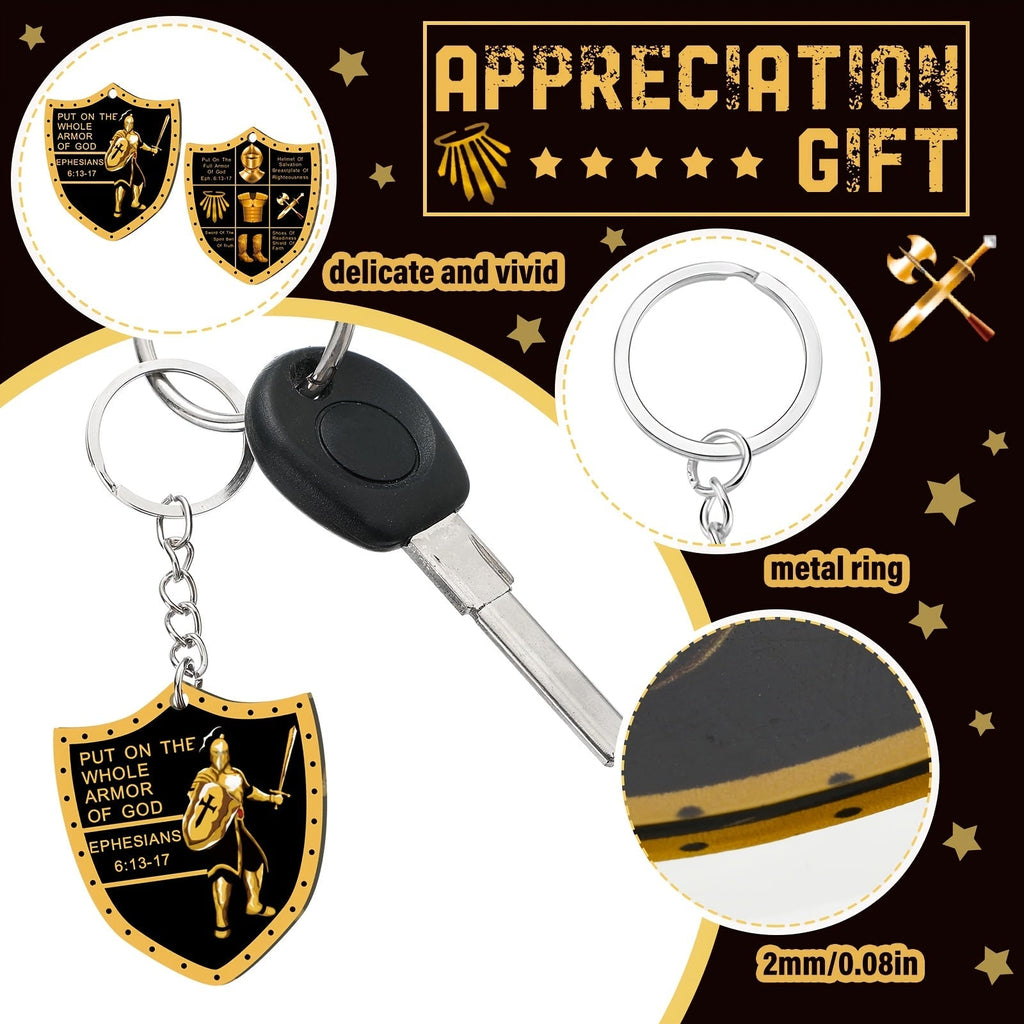 36-Piece Armor of God Christian Bulk Keychains – Put On The Whole Armor of God Ephesians 6:11 Military Knight Acrylic Zinc Alloy Religious Gifts for Men Church Giveaways Party Favors