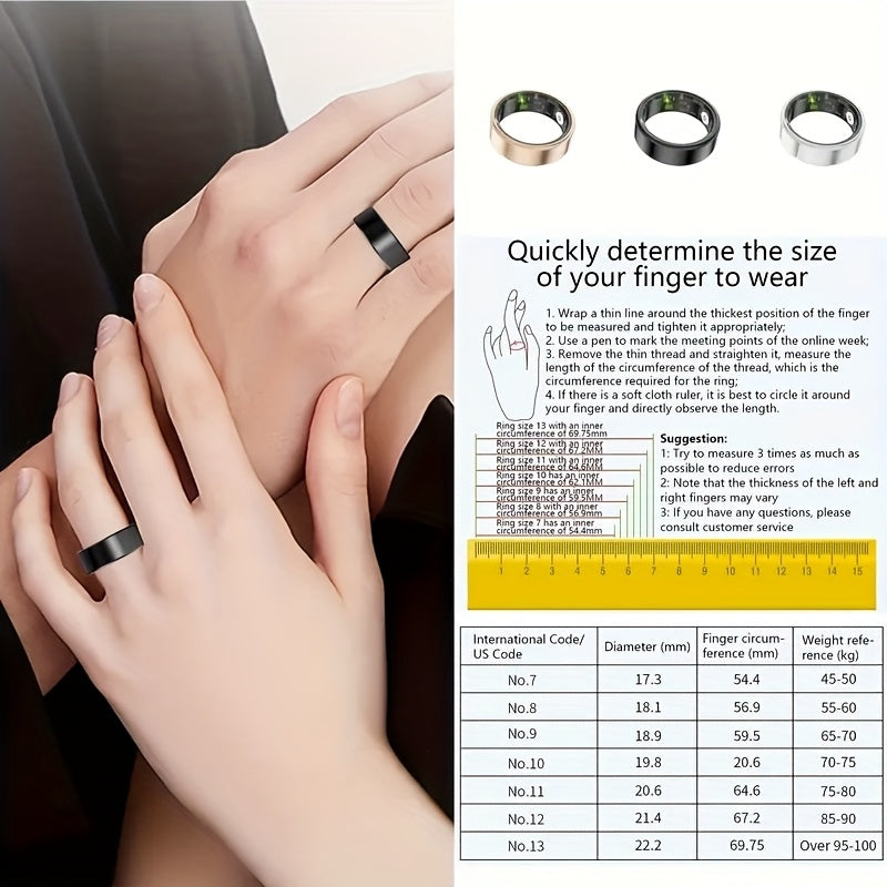 Smart Ring Fitness Tracker for Women Men Step Counter Calories HRV Stress Monitor Heart Rate 100+ Sports Modes IP68 Waterproof Health Ring iPhone Android Compatible