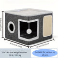 Foldable Multi-Layer Cat House with 2-Tier Bed Toy Tunnel Scratching Post Plush Hanging Ball Cozy Mat Indoor Cat Cube Enclosure Nylon Frame Canvas All-Season Cat Furniture for Indoor Cats