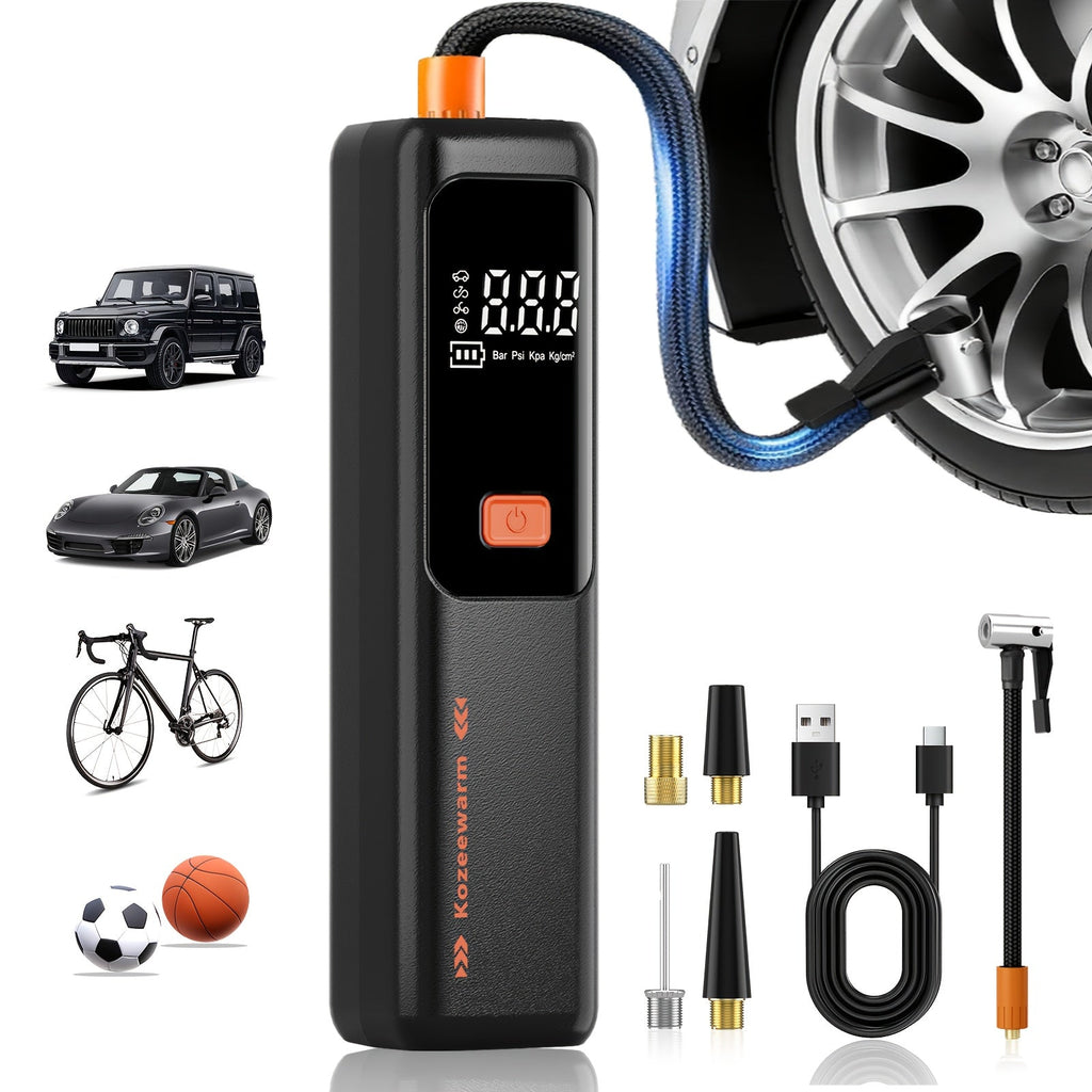 Cordless Tire Inflator Portable Air Compressor Digital Pressure Gauge USB Rechargeable 3X Fast Inflation for Car SUV Truck Bike Motorcycle Ball Sports Equipment Auto Air Pump 18650 Battery 5 Colors