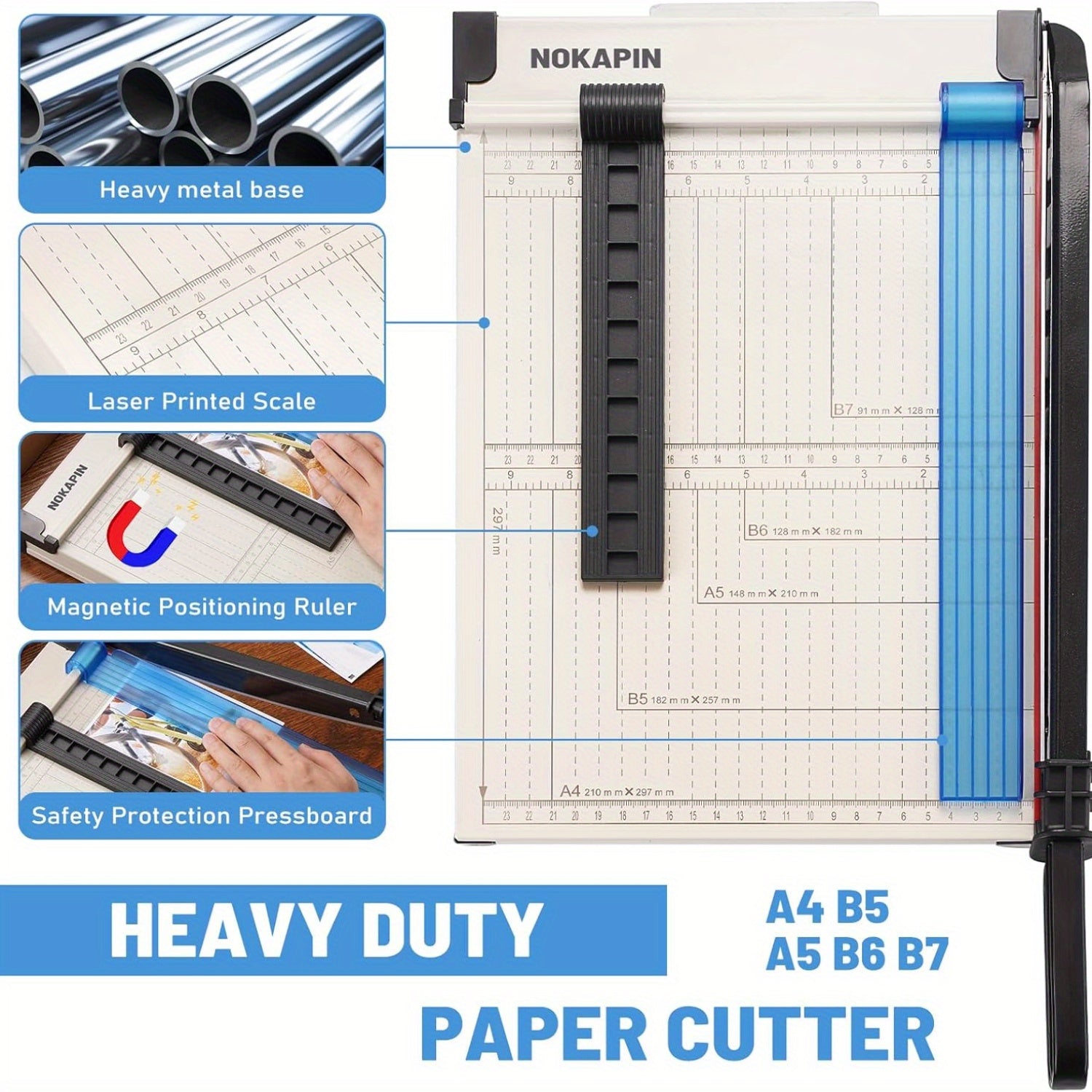 12 Inch Heavy-Duty Guillotine Paper Cutter Trimmer Safety Guard Corner Rounder Laser Grid Non-Slip Base White Photos Cardstock Scrapbook Office Craft Cutting Tool