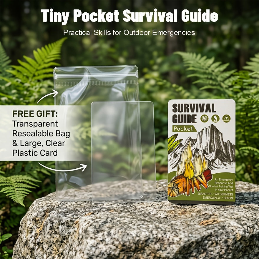 Pocket Survival Guide EDC Kit Credit Card Size 67 Survival Skills 175 Expert Tips Waterproof Cover for Field Emergency First Aid Disaster Preparedness Camping Hiking – Includes Magnifying Tool