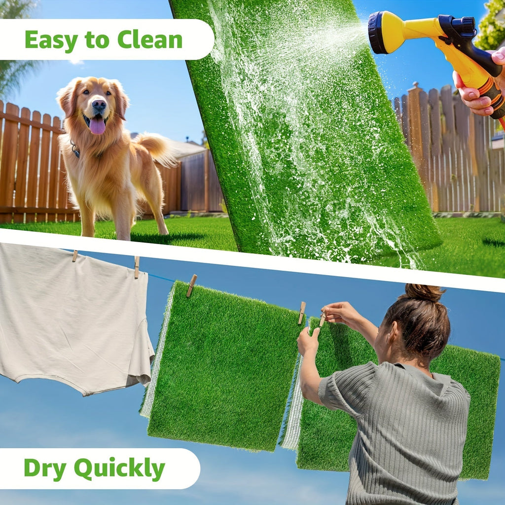 2-Pack Washable Dog Potty Training Mat Reusable Artificial Grass Pad Odor Control for Puppies Adult Dogs Indoor Outdoor Balcony Patio Housebreaking Travel Pet Waste Solution