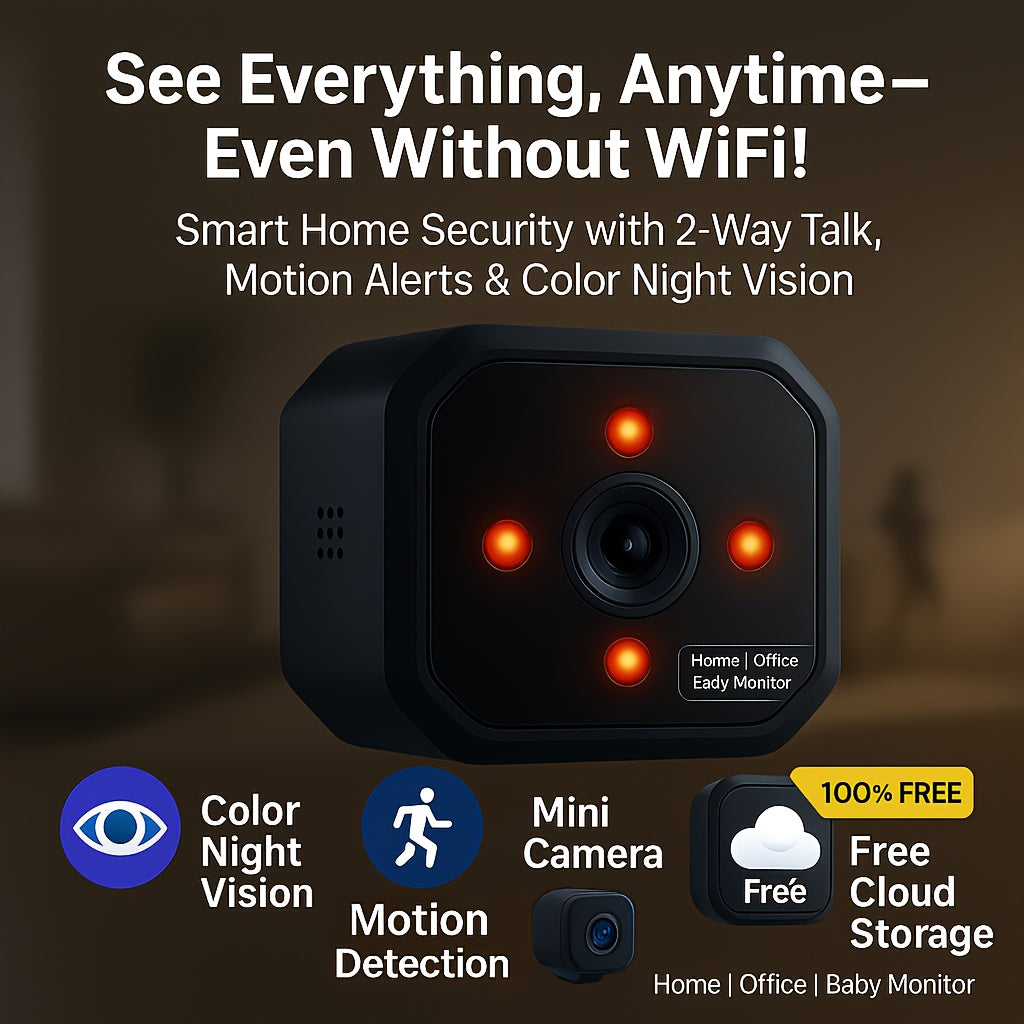 Wireless Security Camera with Built-In AP Hotspot No Internet Required Infrared Night Vision Two-Way Audio Motion Detection Real-Time Home Family Pet Monitoring Black White 1 2 3 4 Pack