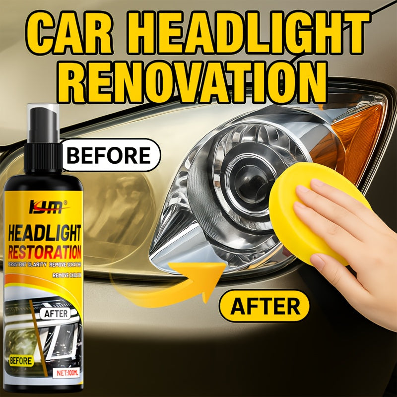 Headlight Restoration Kit – Removes Yellowing & Oxidation, Restores Clarity to Foggy Headlights, Long-Lasting UV Protection, Easy DIY Cleaner & Restorer for Cars, Trucks, SUVs & Motorcycles