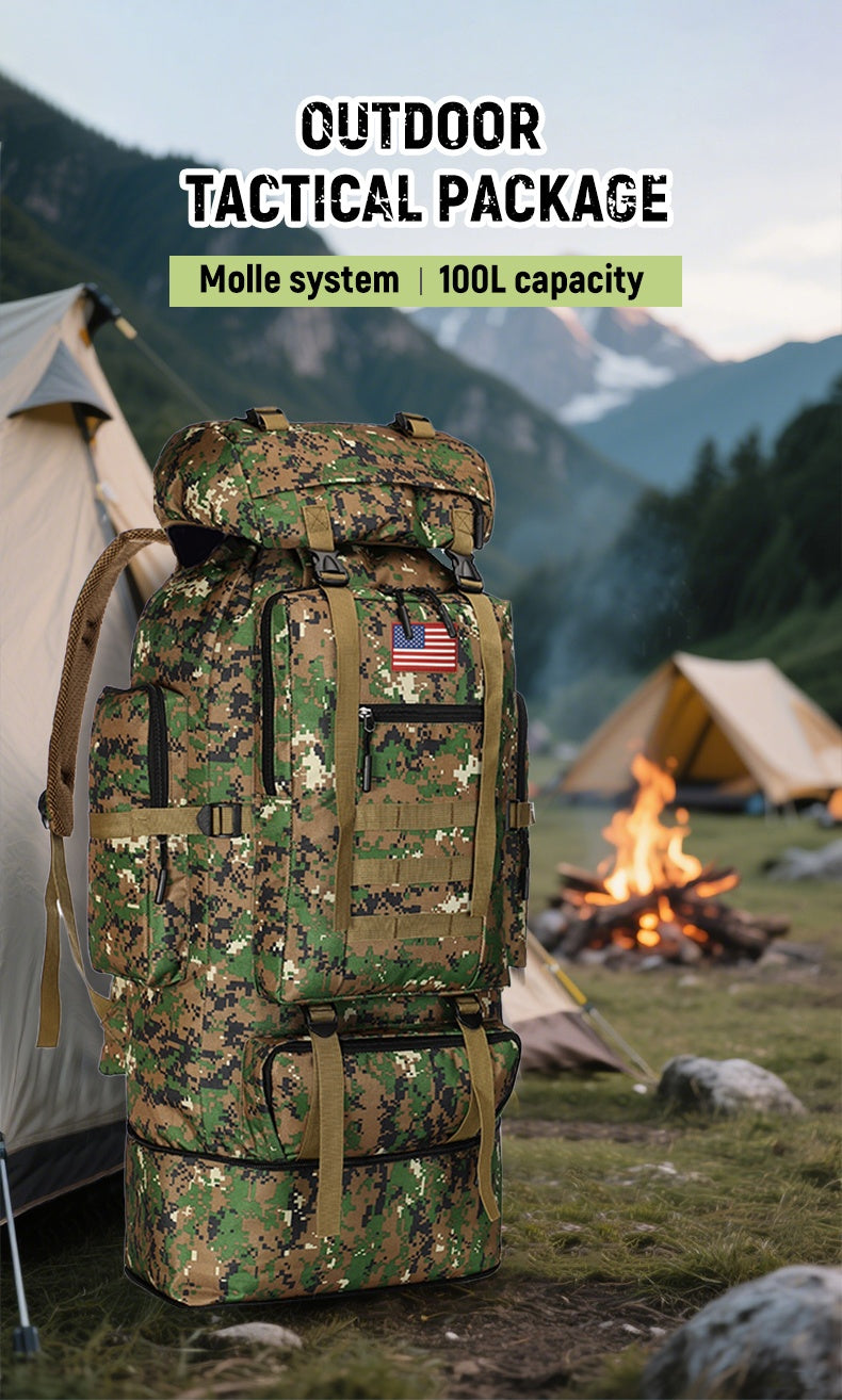 100L Tactical Backpack Large Capacity Molle Hiking Backpack with Multiple Compartments & Ergonomic Straps - Heavy Duty for Camping, Travel, Trekking & Outdoor Adventures