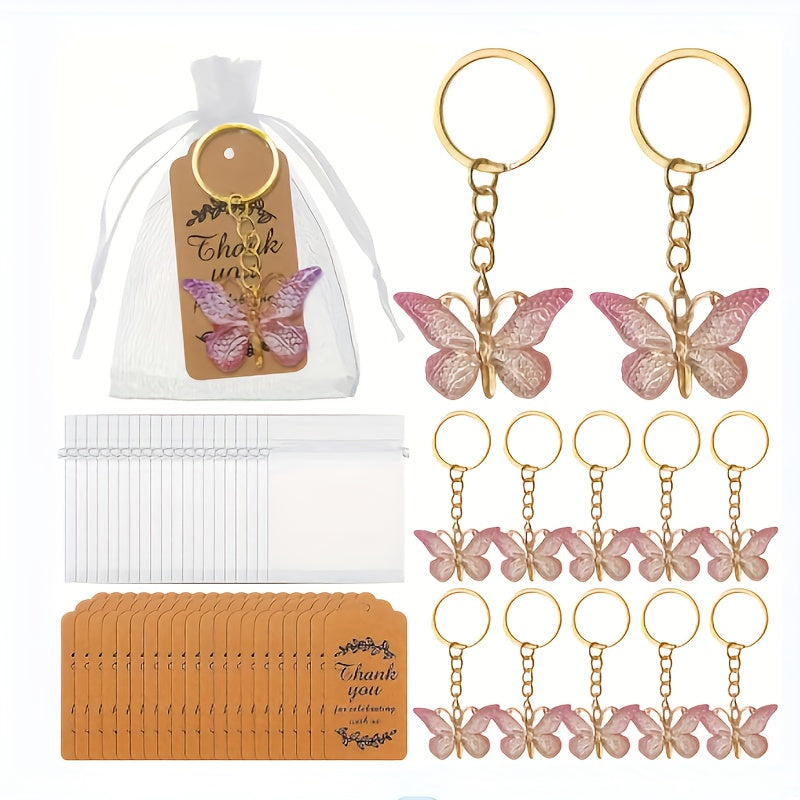 36pcs Gradient Butterfly Keychains Bulk Set – Elegant Butterfly Charm Keychains with Round Ring Clasp for Wedding Favors, Birthday Party, Bridal Shower & Baby Shower Gift Bags