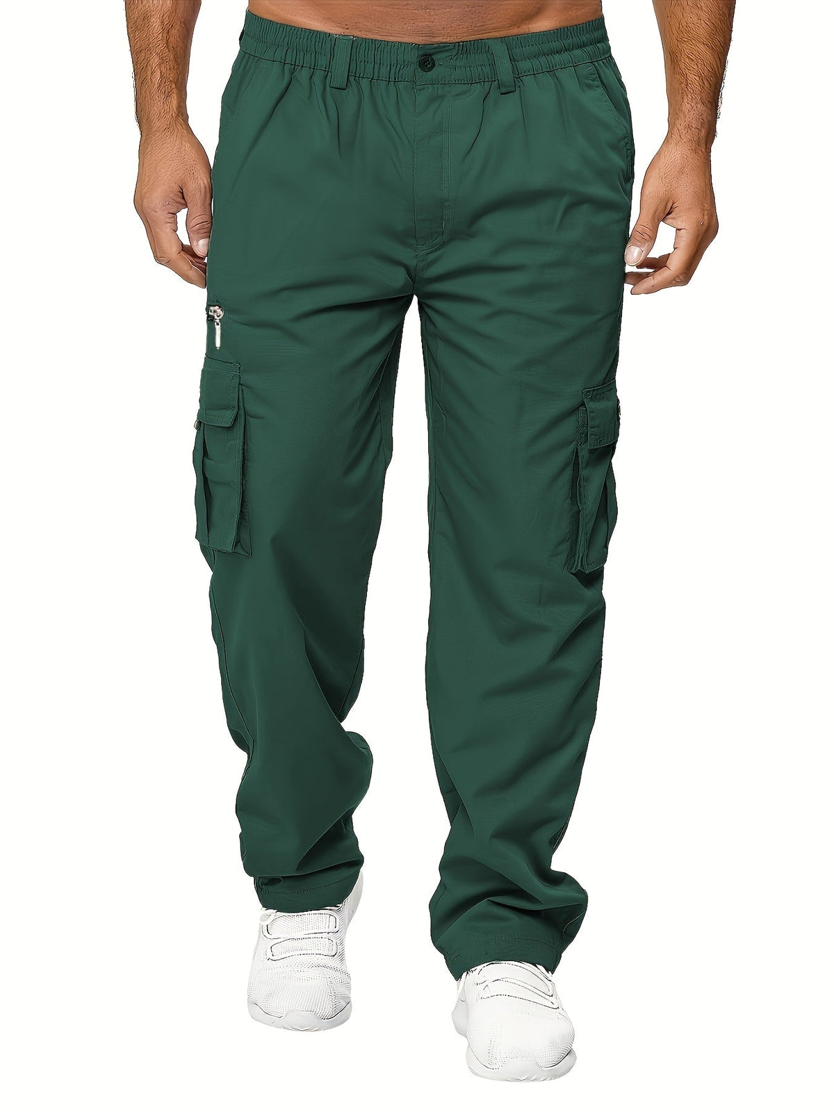 Men's Cargo Pants 3-Pack Multi-Pocket Regular Fit – Solid Color Polyester Woven Hiking Outdoor Pants for Spring & Fall, Sizes S-XXXL, 9 Color Combos