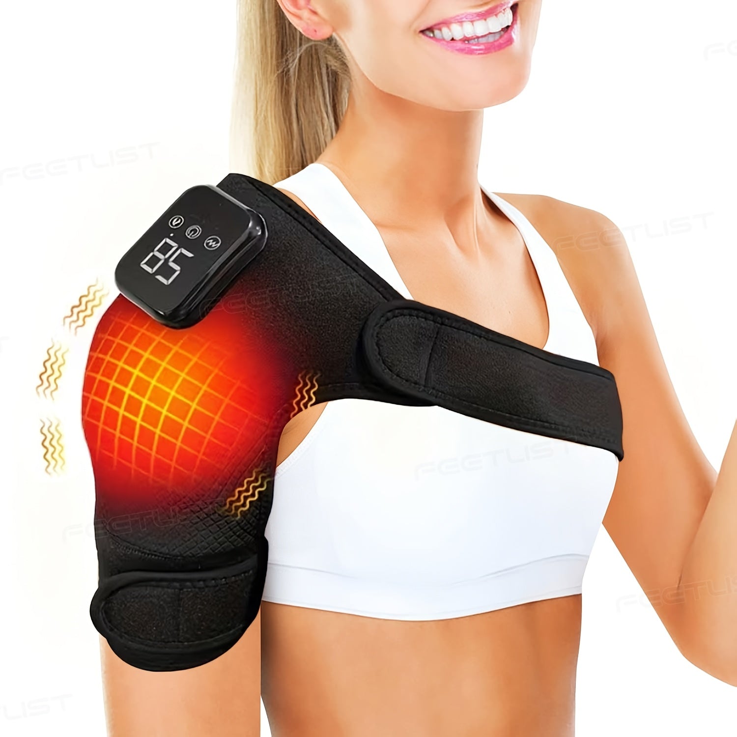 Cordless Shoulder Heating Massager with Vibration – 3 Heat & 3 Vibration Levels, LED Touch Screen, Electric Heating Pad for Shoulder, Elbow & Knee Pain Relief, Gift for Parents & Father’s Day