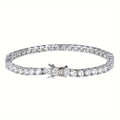 Moissanite Tennis Bracelet 925 Sterling Silver Round Cut Lab Simulated Diamond Safety Buckle Elegant Luxury Jewelry Gift for Men Women Christmas
