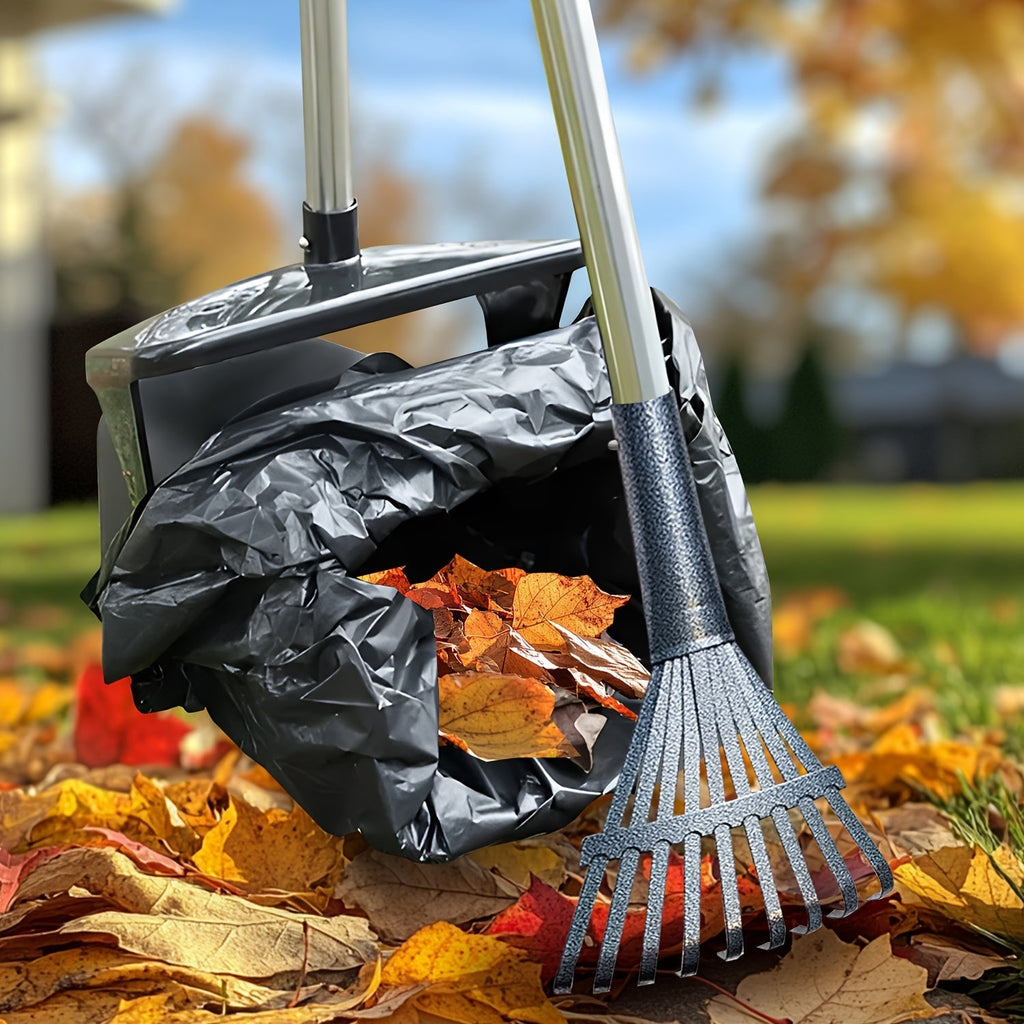 Heavy Duty Dog Pooper Scooper Set with Swivel Bin, Rake & Spade – Long Handle No-Bend Pet Waste Removal for Grass, Dirt & Gravel, 40 Waste Bags Included, Large Dogs