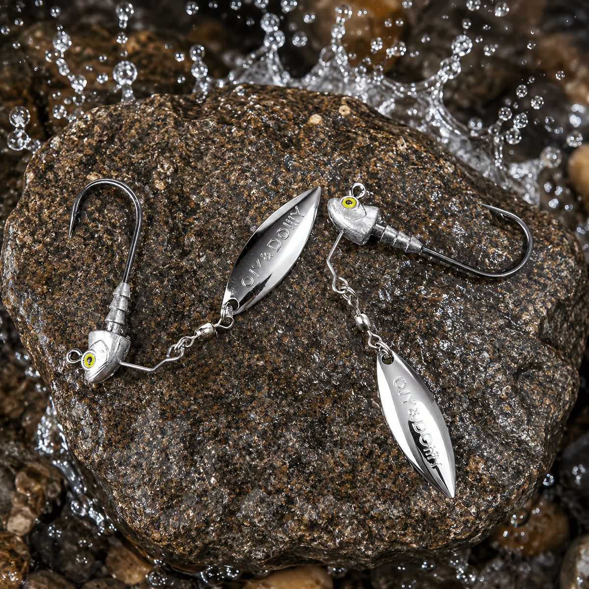 Underspin Jig Heads 6-Pack with 100% Brass Blade (Never Rust) - Bass & Saltwater Fishing Lures - 3/16oz 1/4oz 3/8oz 1/2oz Sizes Included