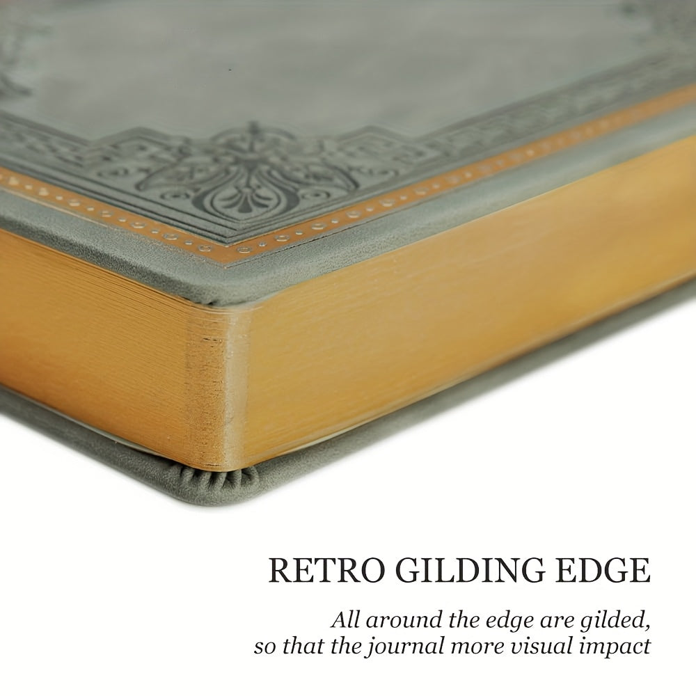 Vintage Faux Leather Hardcover Journal – 256-Page College Grid Notebook, Golden Edge Paper, 100 GSM Thick Paper, B6 5.1"x7.1", 6 Colors for Academic, Office, Travel & Journaling