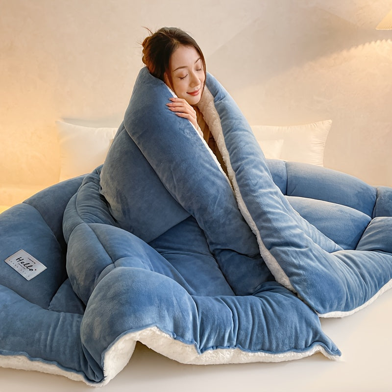 All Season Comforter – Thick Soft Quilted Box Stitch Solid Color, Ultra Breathable Machine Washable Duvet for Autumn Winter Spring, Twin Full Queen King Sizes
