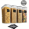 8-Piece Clear Food Storage Containers with Lids (4 Jars + 4 Lids, 1.06 Gal) – Moisture-Proof Airtight Sealed Kitchen Canisters for Cereal, Rice, Coffee Beans, Nuts, Tea, Salt & Spices
