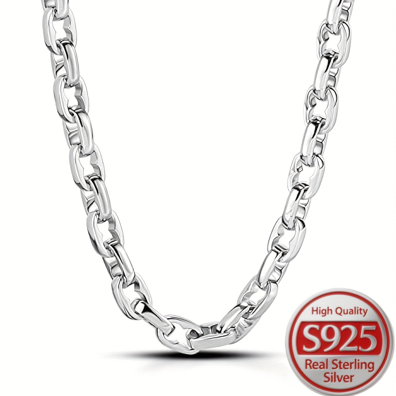 925 Sterling Silver Thick O-Ring Chain Necklace Unisex – Bold Chunky Circle Link Statement Jewelry Hypoallergenic 18-24 Inch Gift for Men Women Girlfriend Boyfriend Valentine's Day Anniversary Birthday