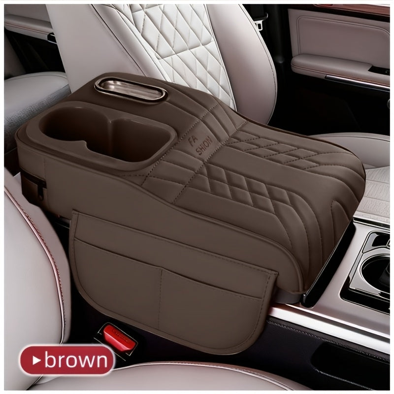 Car Center Console Tray Organizer with Raised Design Tissue Box Cup Holder Non-Slip Storage Mat Black Orange Red Brown Beige