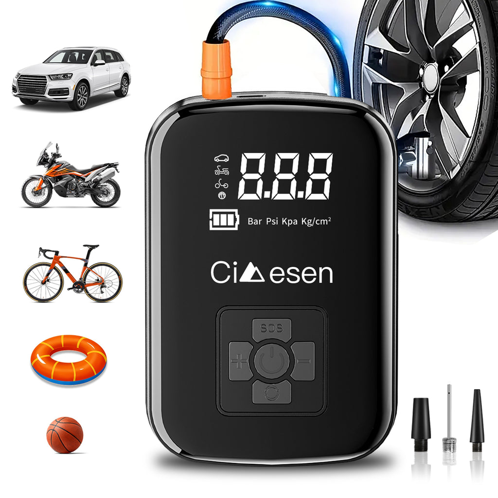 Portable Cordless Tire Inflator 150PSI Digital Display USB-C Rechargeable 4000mAh 100W Fast Inflation 5 Preset Modes LED Light for Car Motorcycle Bike Ball Auto Stop 4 Colors