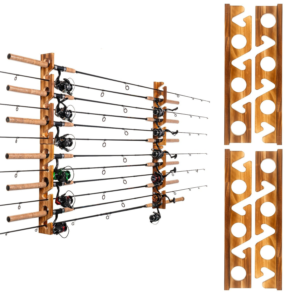 Fishing Rod Rack Wall & Ceiling Mounted – Holds Up to 12 Rods, Modular Garage Storage Organizer for Fishing Poles, Easy Install, Great Fishing Gift for Men & Women