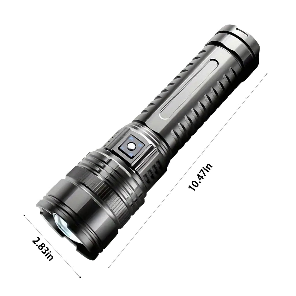 Extra-Large USB Rechargeable Flashlight with COB Tail Light – 5 Adjustable Modes Zoomable Focus & Power Bank Function, Super Bright Handheld Torch for Emergencies Hiking Camping & Outdoor Adventures