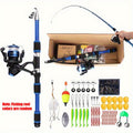 Complete Fishing Tackle Set with Rod Reel Line Soft Bait Hooks Fast Action Ambidextrous for Freshwater Saltwater Fishing - Beginner Angler Outdoor Gift Blue Green