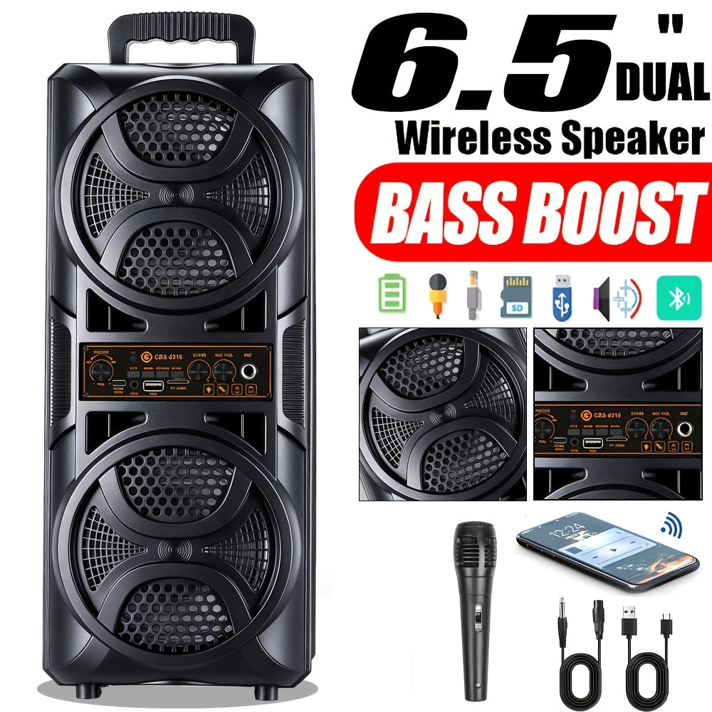 Large Bluetooth Karaoke Party Speaker with Microphone & Subwoofer – LED Light Show, BT/USB/TF/AUX/FM/TWS/EQ, Professional Party Box Speaker for Home & Outdoor Events