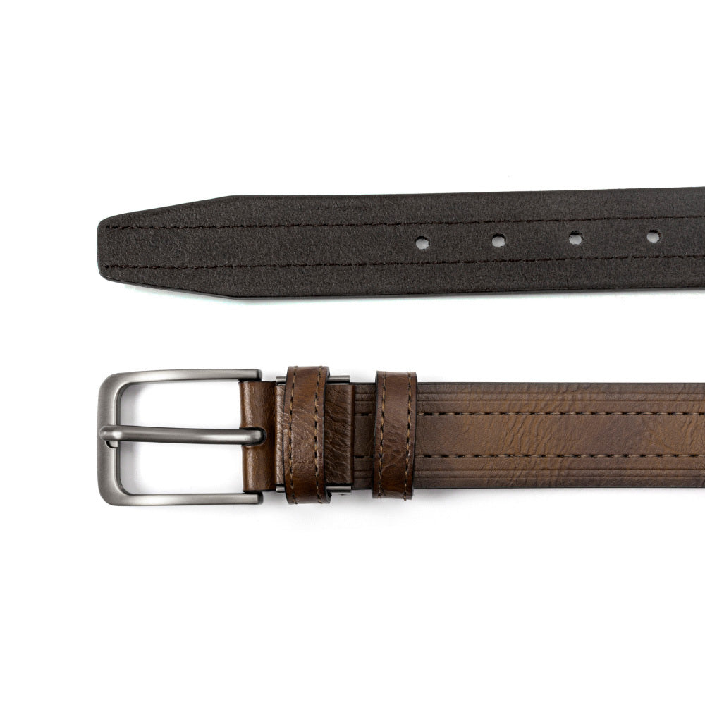 Genuine Cowhide Leather Belt for Men 2 Pack with Gift Box – Adjustable Pin Buckle Classic Vintage Jeans Belt Sizes 30–52 Inch, Perfect Father's Day Birthday Christmas Gift for Him